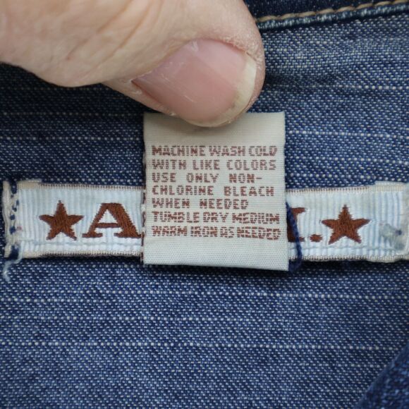 Vintage AMI Denim Jacket Women Size Medium Blue Trucker Cowgirl Western - Picture 8 of 9